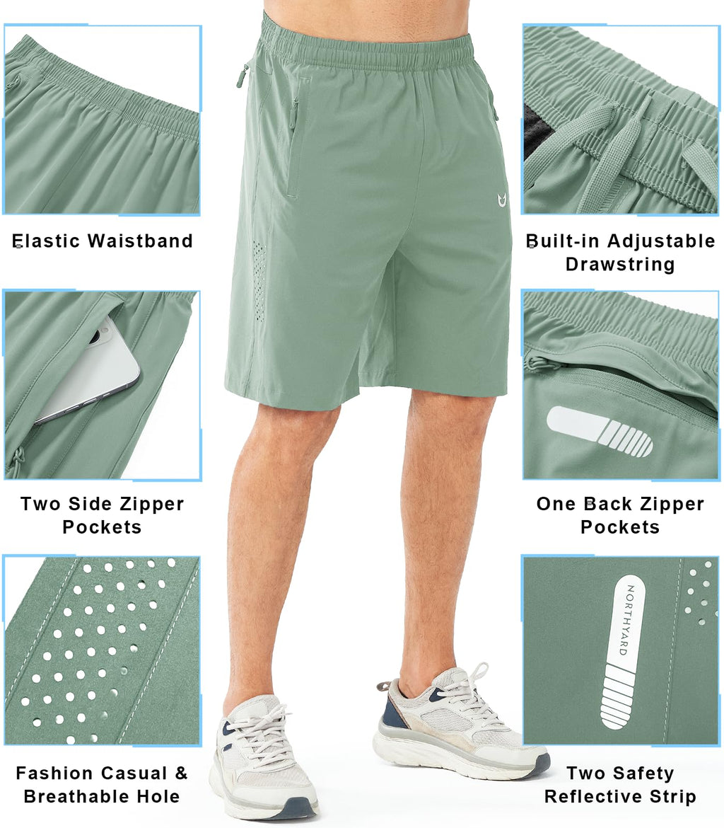 NORTHYARD Men's Athletic Running Shorts Gym Workout Shorts 7"/ 9"/ 5" Quick Dry Lightweight Sports Basketball Exercise Tennis Exercise LODENFROST-9inch S