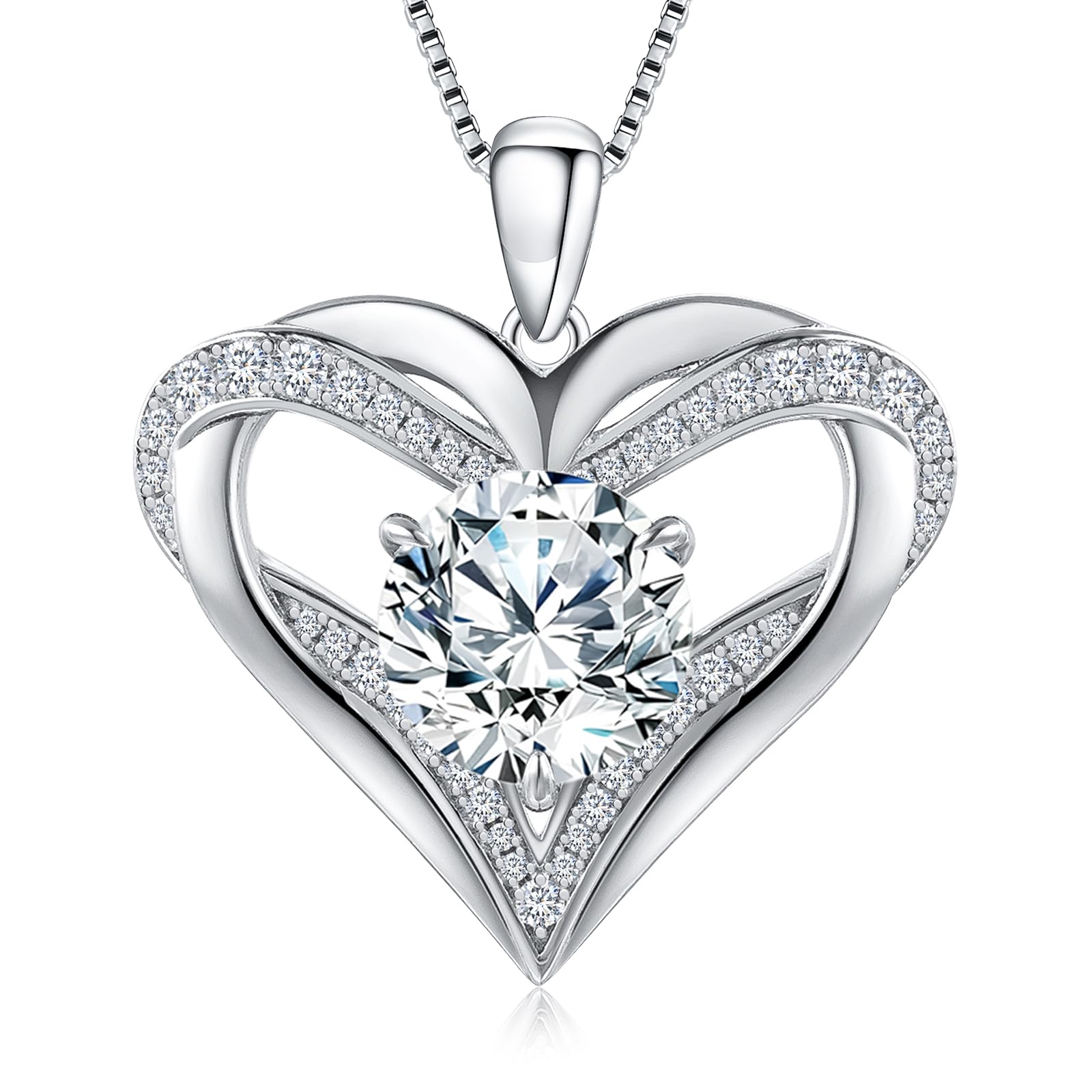 Moissanite Heart Pendant Necklaces for Women, 1-3 Carat Moissanite 925 Sterling Silver Necklace,Engraved 'I LOVE YOU' Gift for Wife Mom ,Ideal Anniversary Birthday Christmas Valentine Engagements Mothers Day Jewelry Gifts for Mom Wife Girlfriend Daughter