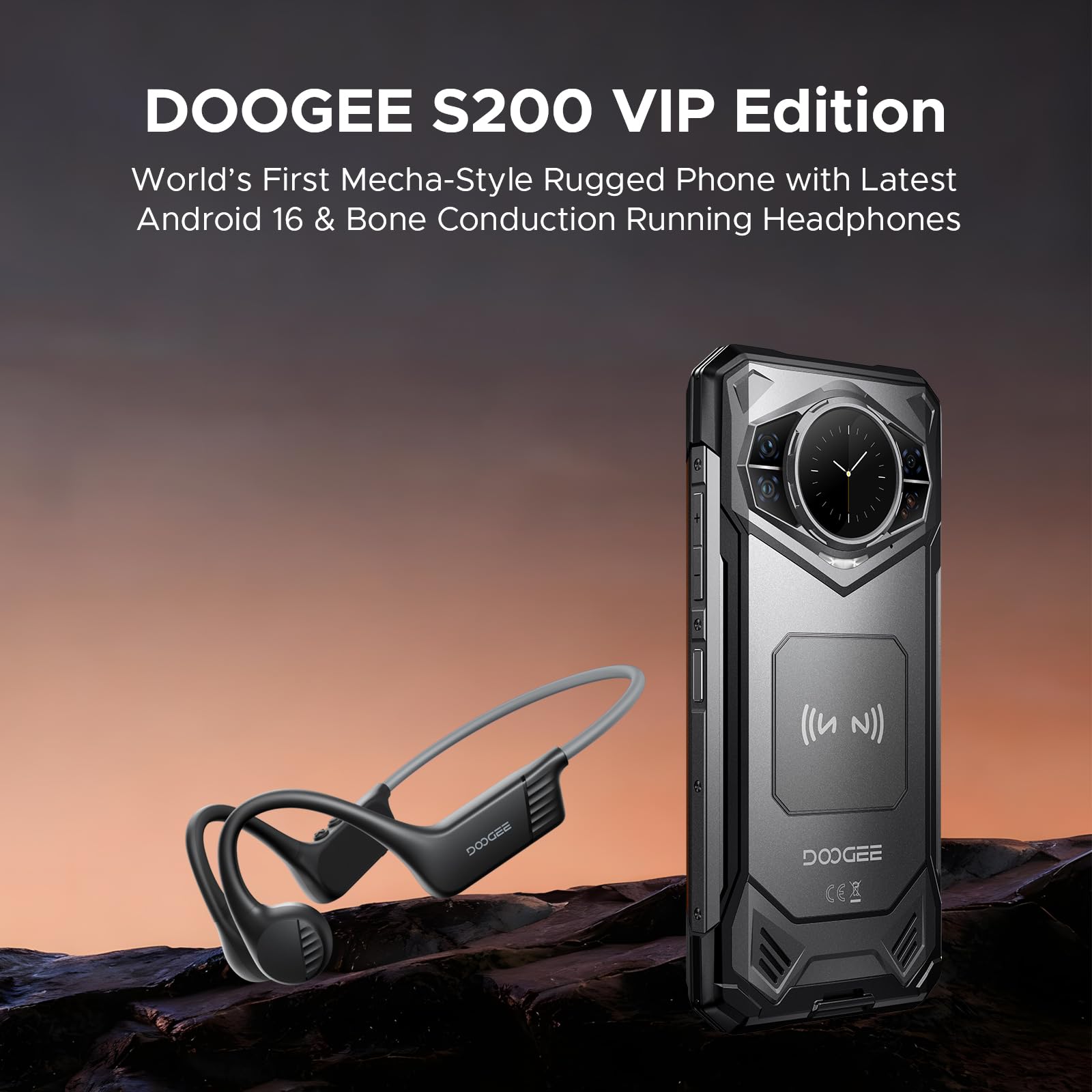 DOOGEE S200 5G Rugged Phone Unlocked, 6.72" FHD + 120 Hz Display & 1.32" Rear Screen, 48GB+256GB/2TB, Android 16 Rugged Smartphone, 10100mAh, 100MP+20MP Night Vision, IP68/IP69K/NFC/Fingerprint/GPS