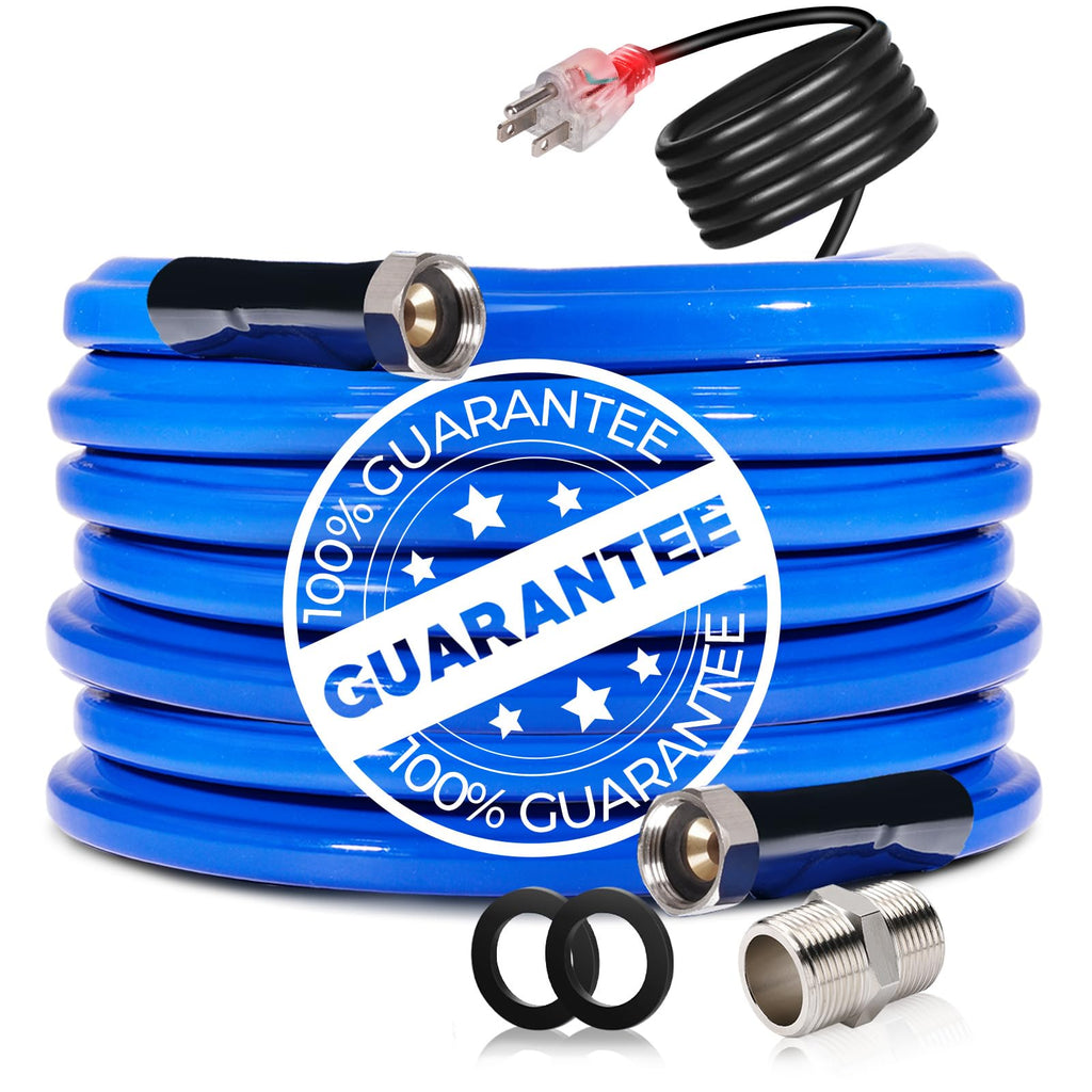 REHOSEUP 50FT Heated Water Hose for RV,-45 ℉ Anti-Freezing Heated Drinking Water Hose，Electrically Heated Hose of Rv Accessories，Rv Freshwater Hoses with Fittings