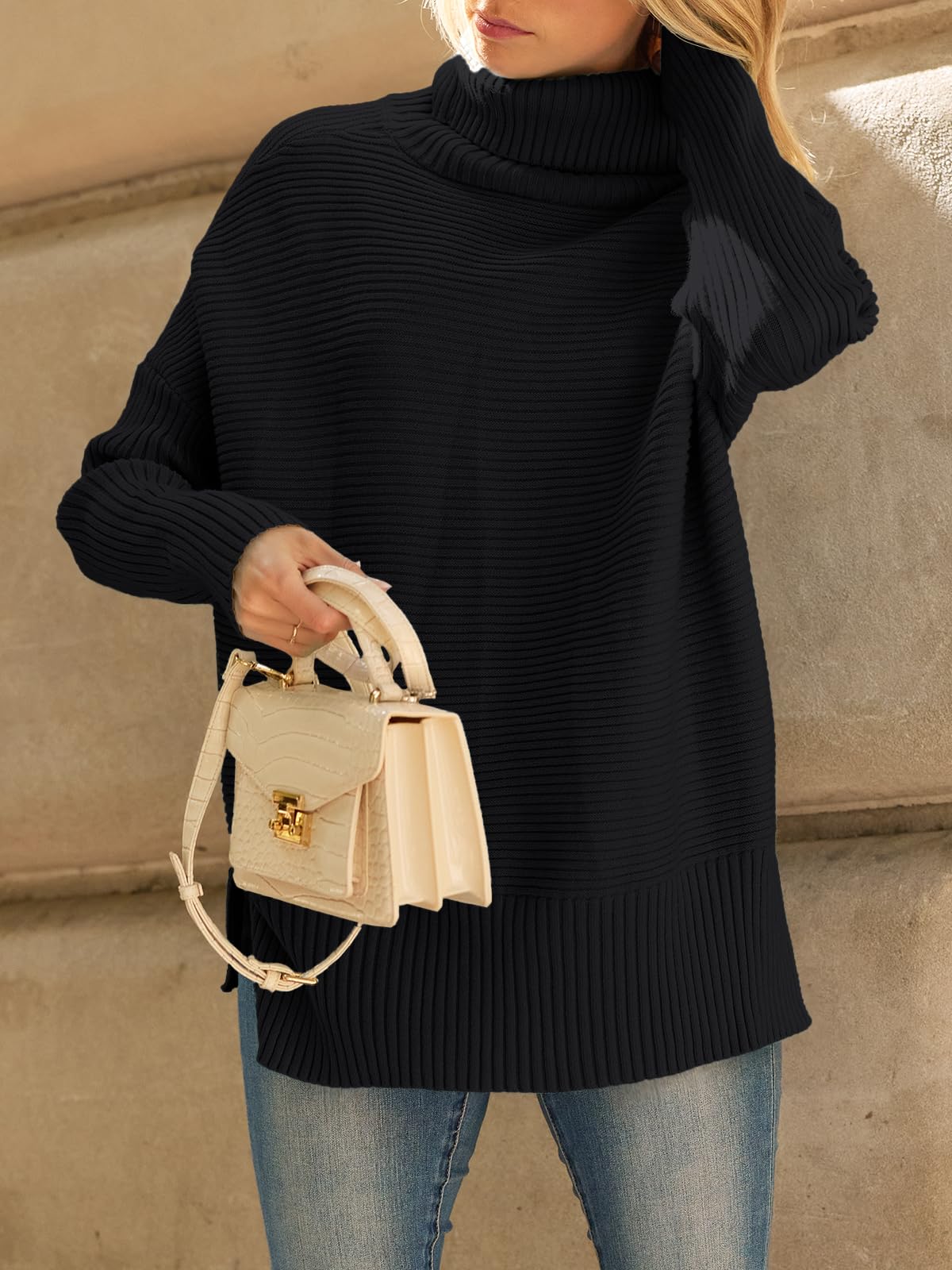 LILLUSORY Womens Turtleneck Oversized Tunic Early Fall Fashion Must Have Sweaters 2025 Casual Long Pullover Plus Size Winter Cute Poncho Cozy Work Old Money Clothes Outfits Clothing Tops Leggings