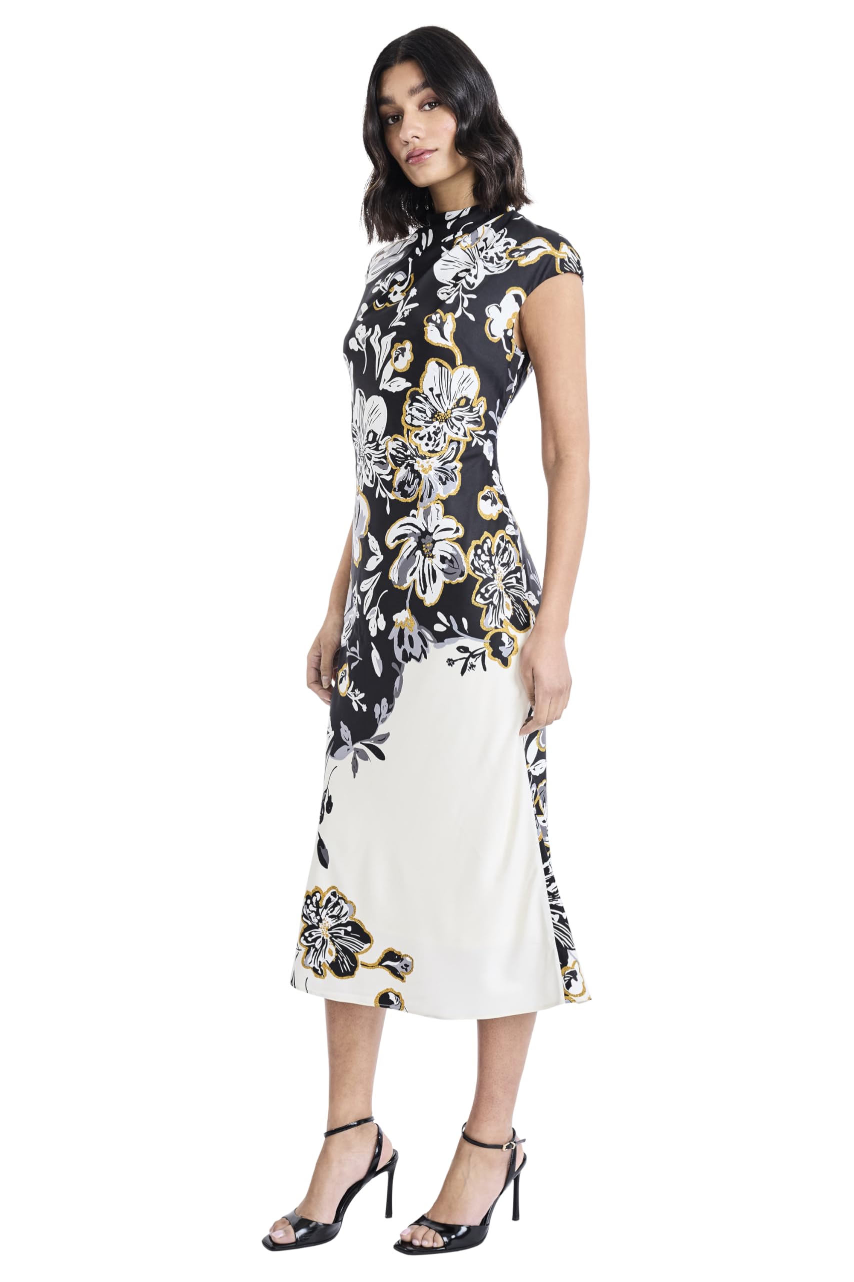 Maggy London - Women's Mock Neck Cap Sleeve Sheath Dress - Midi Wedding Guest Dresses - 16