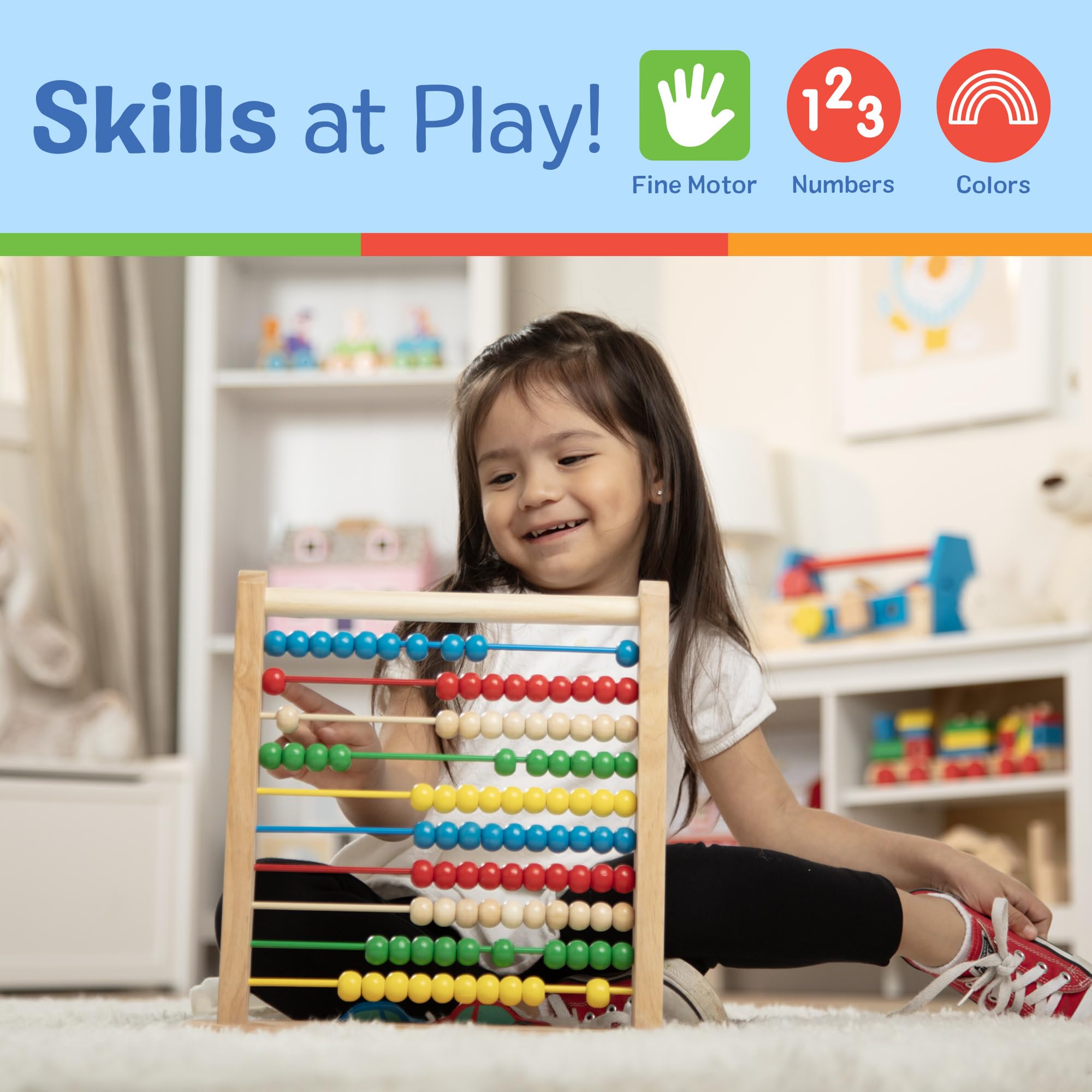 Melissa & Doug Abacus - Classic Wooden Educational Counting Toy With 100 Beads