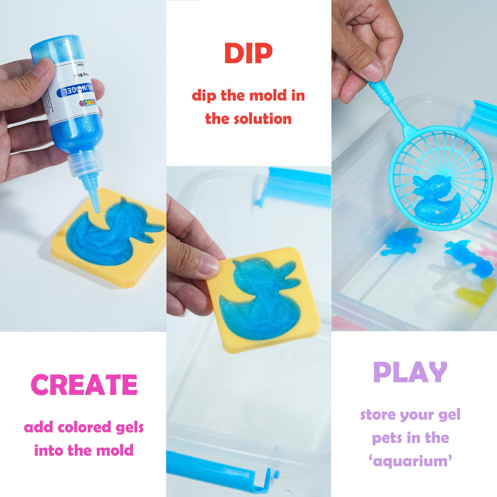 gookid Magic Water Elf Toy Kit for Kids Ages 3-12, DIY Sensory Craft with 20 Bottles of Magic Gel, 20 Molds, STEM Educational Science Activity, Water Beads for Kids Ages 6-12, Birthday Party Gifts