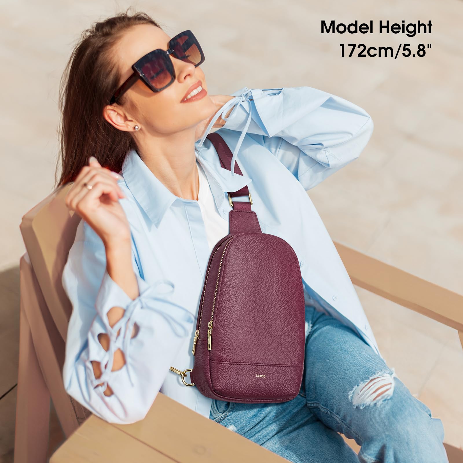 Kattee Sling Bag for Women Crossbody, Soft Leather Fanny Packs for Women, Small Crossbody Chest Bag with RFID Blocking
