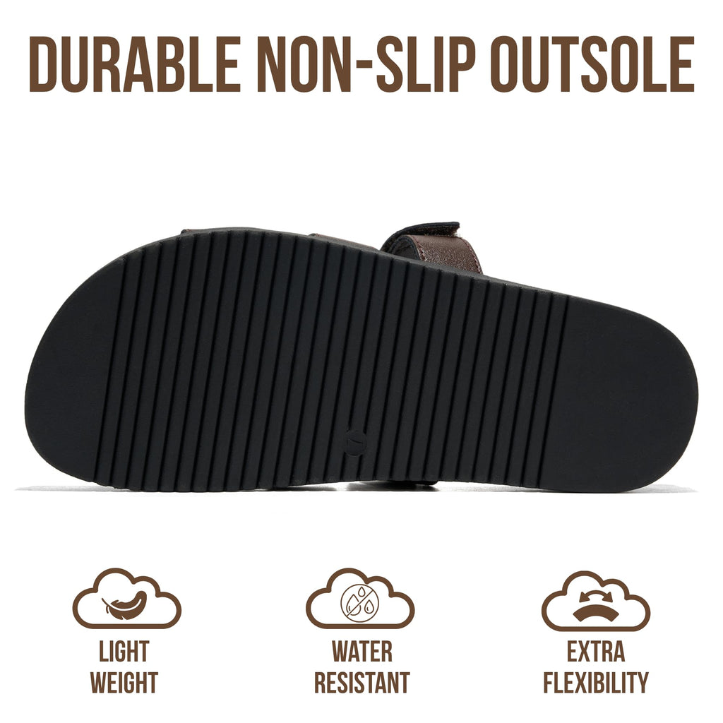 Project Cloud 100% Genuine Leather Sandals for Women Footwear - Stylish Womens Sandals with Plush & Soft Insole - Non-Slip and Water-Resistant Beach Sandals Slides for Women (Mayvy, CHOCLEATH,7.5M)