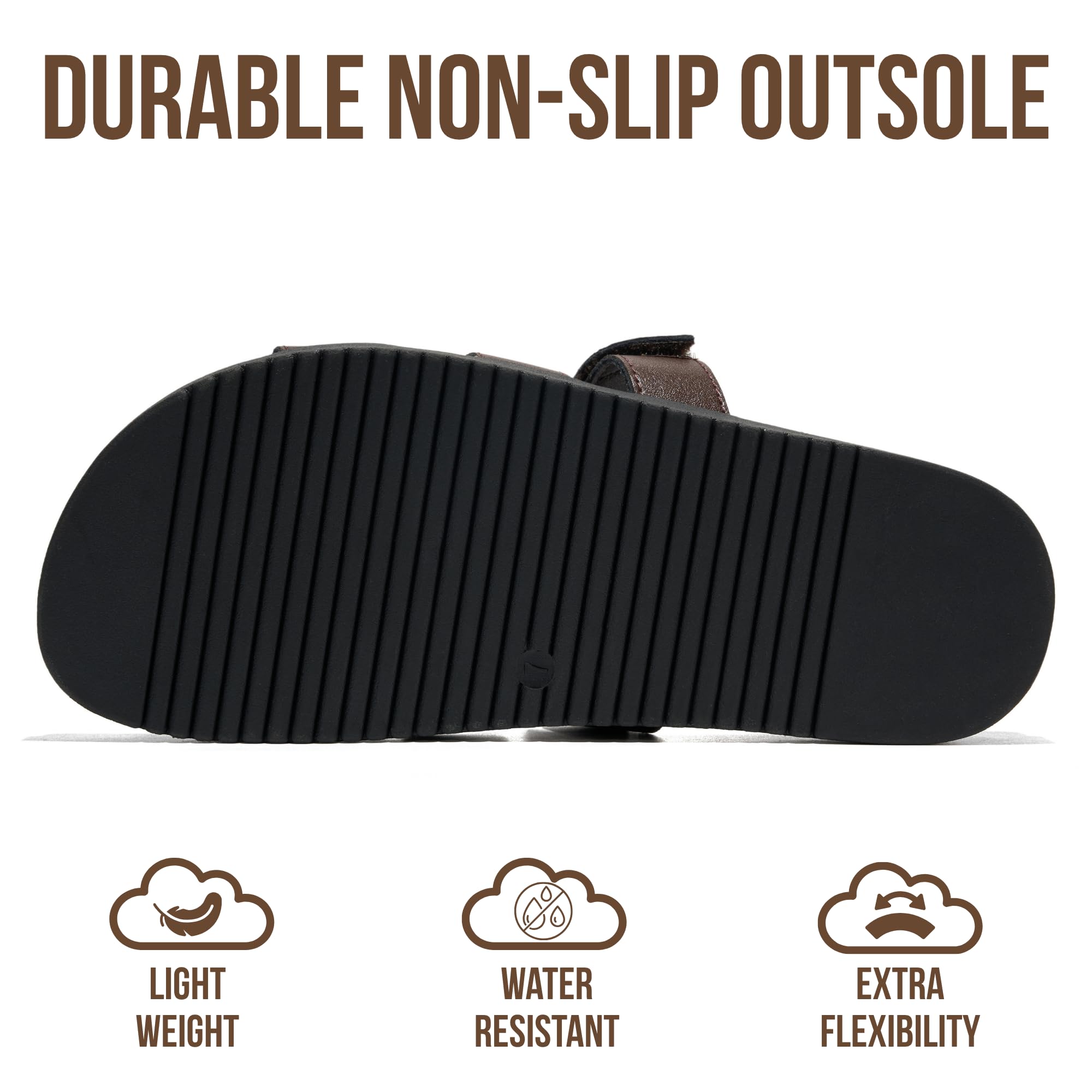 Project Cloud 100% Genuine Leather Sandals for Women Footwear - Stylish Womens Sandals with Plush & Soft Insole - Non-Slip and Water-Resistant Beach Sandals Slides for Women (Mayvy, CHOCLEATH,7.5M)
