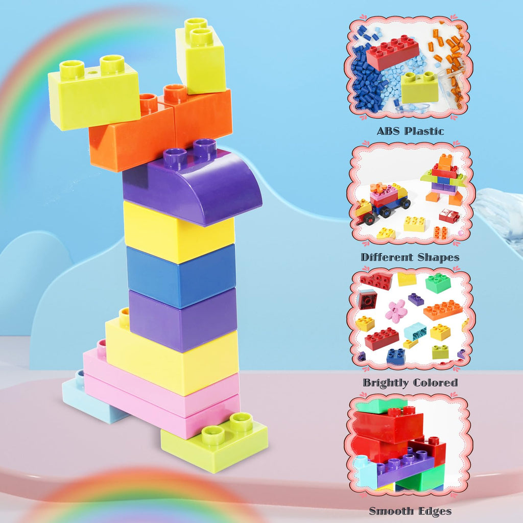 FlatGoat Building Blocks 208 Piece Set Compatible with All Major Brands, Classic Big Bricks for Kids Toddlers, STEM Large Building Toys with Gift Box for Boys Girls Ages 3 4 5 6 7 8+