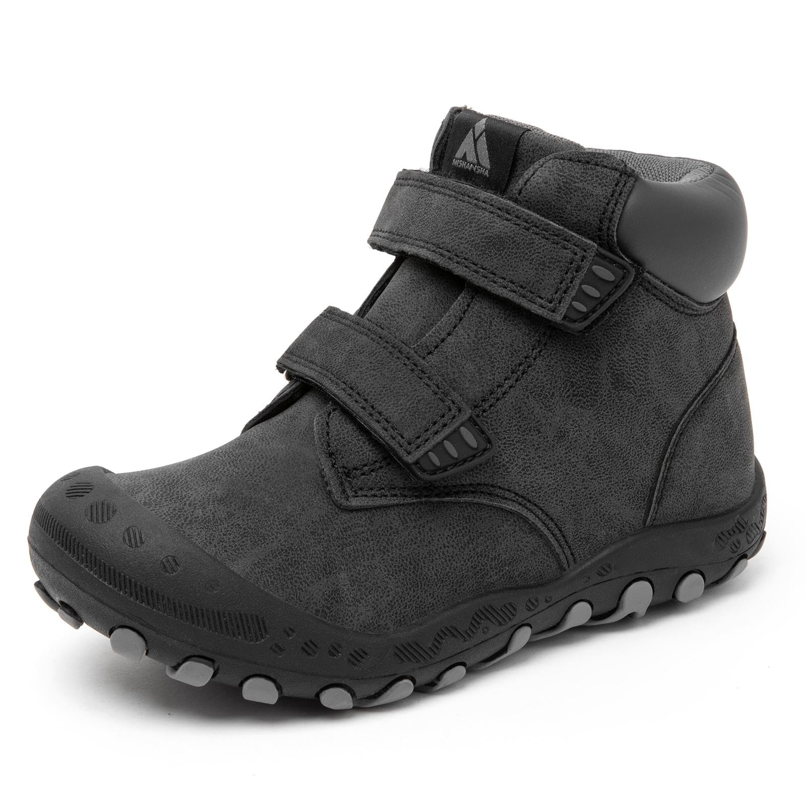 Mishansha Unisex-Child Outdoor Ankle Hiking Boots Boys Girls Trekking Walking Shoes with Hook and Loop C-black 10 Toddler