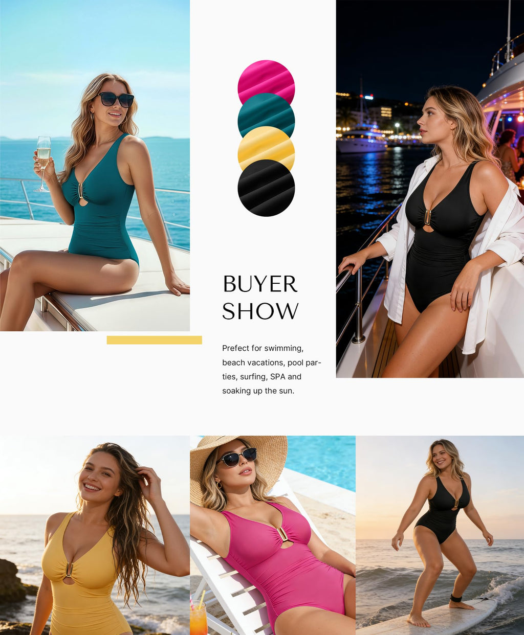 SHAPELLX Tummy Control Swimsuits Women Shapewear Swimsuits Women Bathing Suit Ruched Slimming Swimwear Yellow L