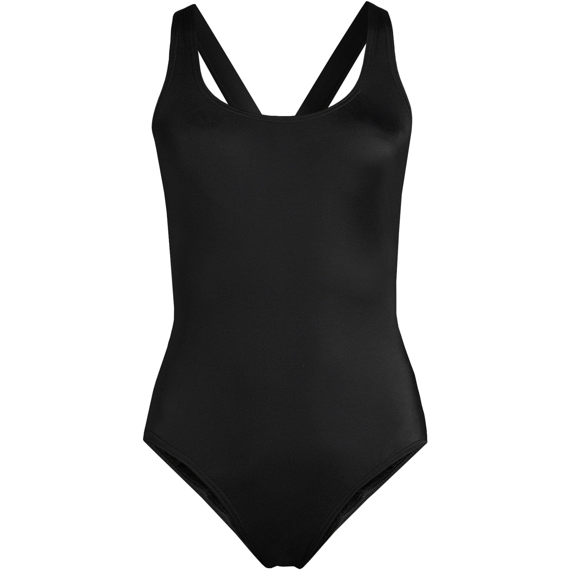 Lands' End Women's Tugless X-Back One Piece Swimsuit 2 Black