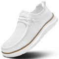 Mens Boat Loafers Slip-on Casual Mesh Walking Shoes Business Oxfords Sneakers Work Lightweight Comfortable Soft Sole White