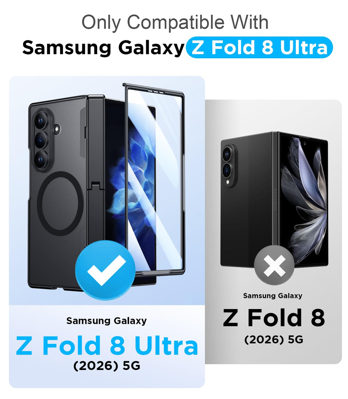 Temdan for Samsung Galaxy Z Fold 8 Ultra Case,[Compatible with MagSafe][Built-in HD Screen Protector & Kickstand][Hinge Protection] Translucent Matte Shockproof Phone Case for Z Fold 8 Ultra,Black