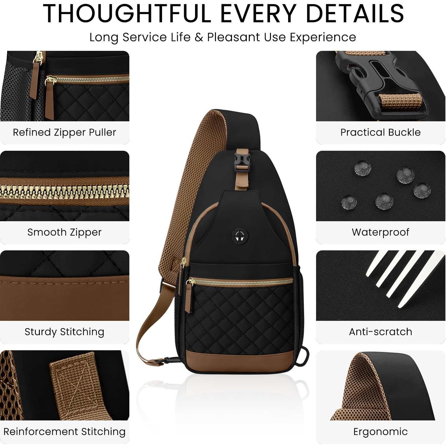 Vankor Small Crossbody Purses Bags for Women Men Travel, Chest Sling Bag Women Casual Cross Body Bag for Woman Sling Backpack Black