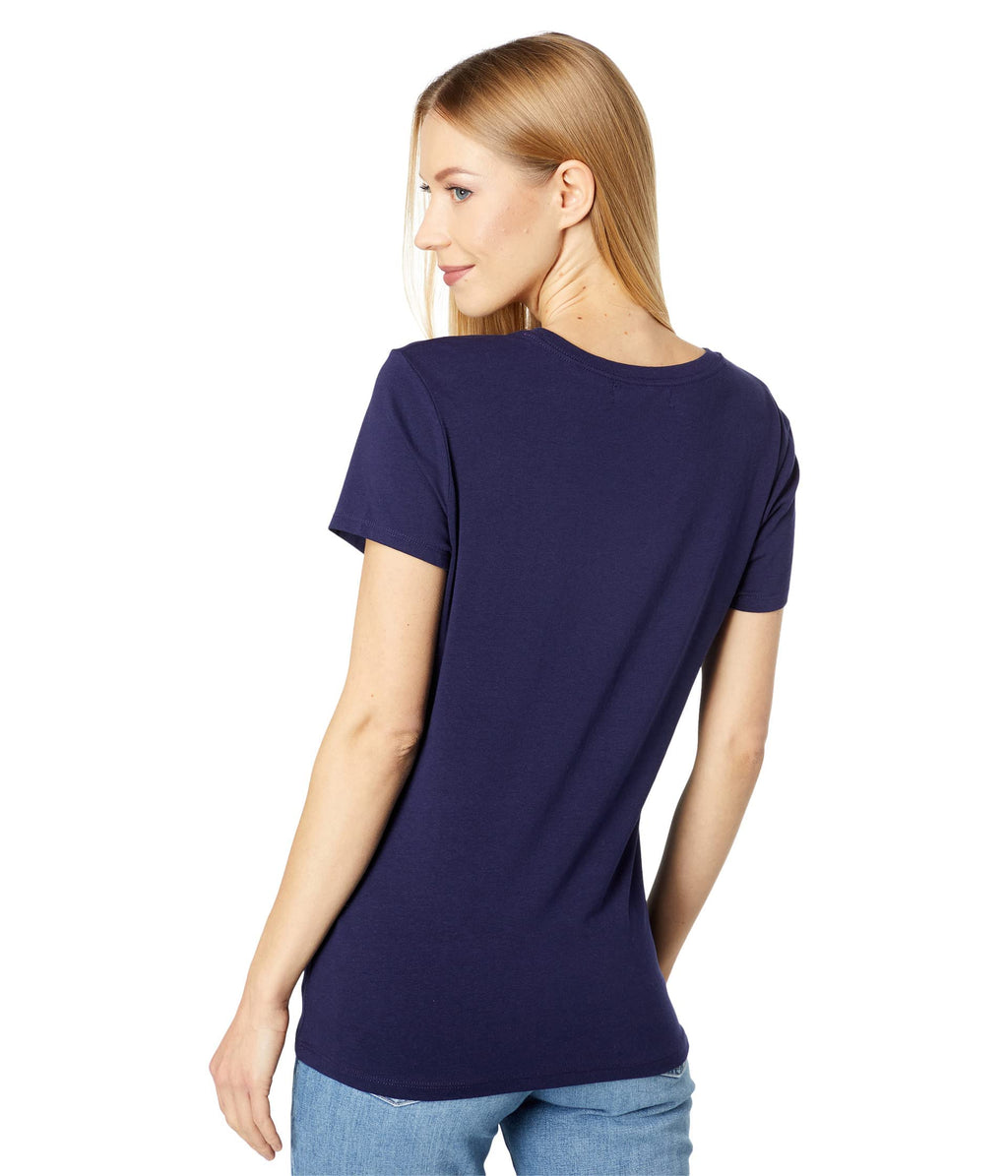 U.S. Polo ASSN. Womens, Stretch Crew Neck Tee, Evening Blue, Large