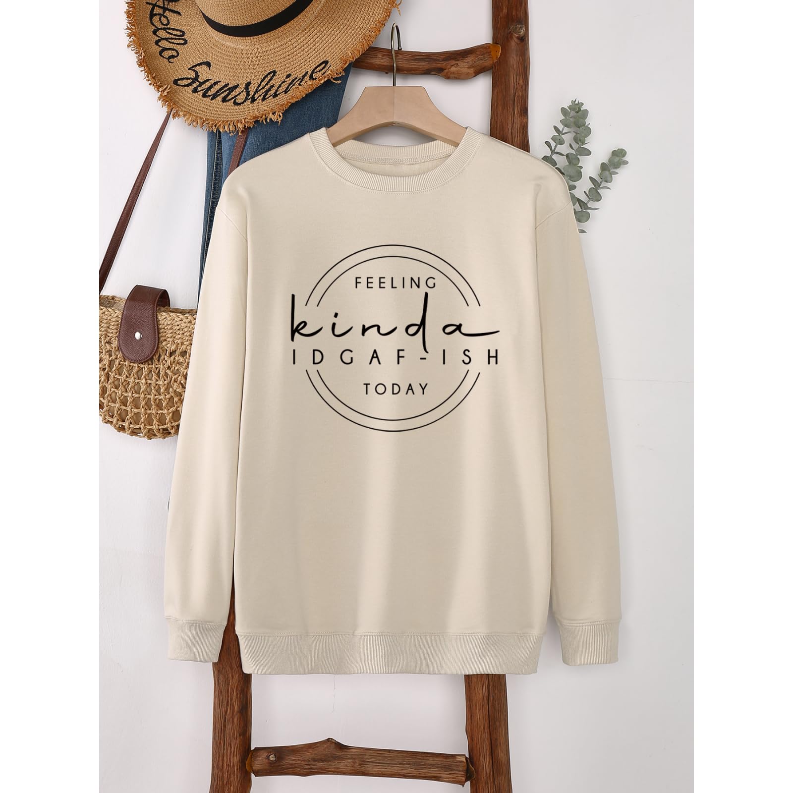Sarcastic Sweatshirts for Women Feeling Kinda Idgaf-Ish Today Pullover Tops