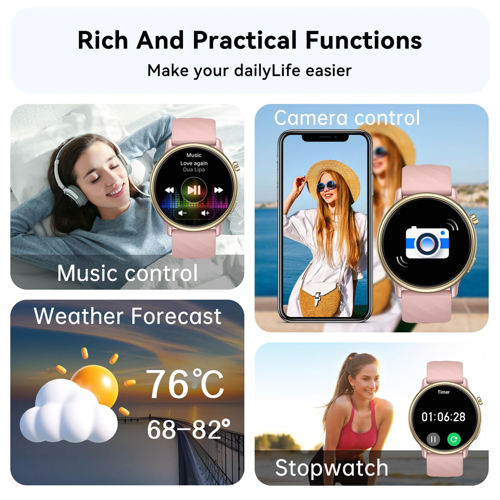 Smart Watch for Women Fitness Tracker: Waterproof Running Digital Mens Watches Make Answer Call Smartwatch for Android Phone iPhone Samsung Compatible Sleep SpO2 Heart Rate Monitor Step Pedometer