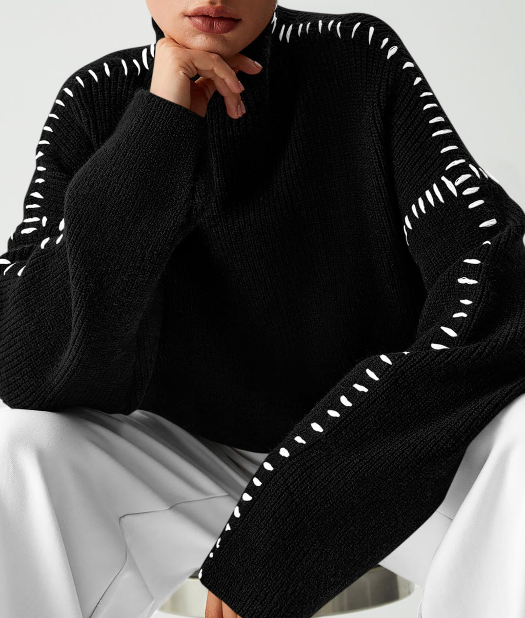 PRETTYGARDEN Women's Chunky Knit Sweaters 2026 Fall Long Sleeve Mock Neck Oversized Pullover Tops Winter Fashion Clothes (Black,Medium)