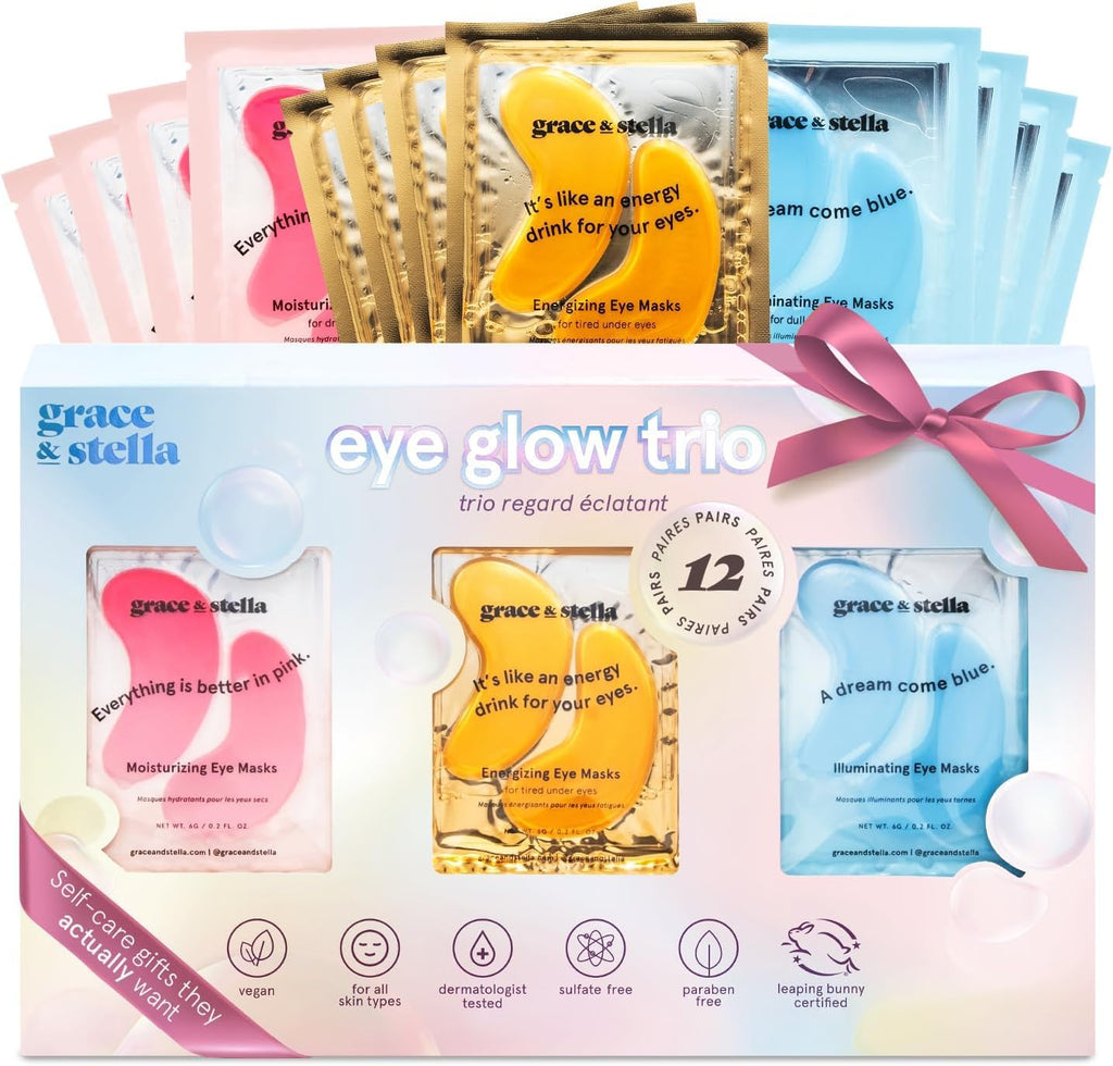 grace & stella Under Eye Patches (12 pairs) Eye Masks for Puffy Eyes and Dark Circles - Gifts for Women, Bridesmaids, Birthdays, Bachelorette Party, Self Care Gifts for Women - Vegan Cruelty-Free
