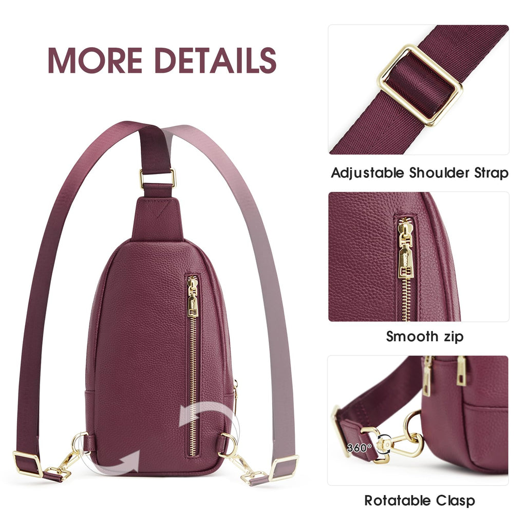 Kattee Sling Bag for Women Crossbody, Soft Leather Fanny Packs for Women, Small Crossbody Chest Bag with RFID Blocking