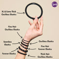 Goody Ouchless Hair Elastics - No Pull, No Breakage, Tangle-Free Hold for Thick, Curly, Coily & Textured Hair - 30 Count, Black, Long-Lasting Ponytail Holders for Women & Men