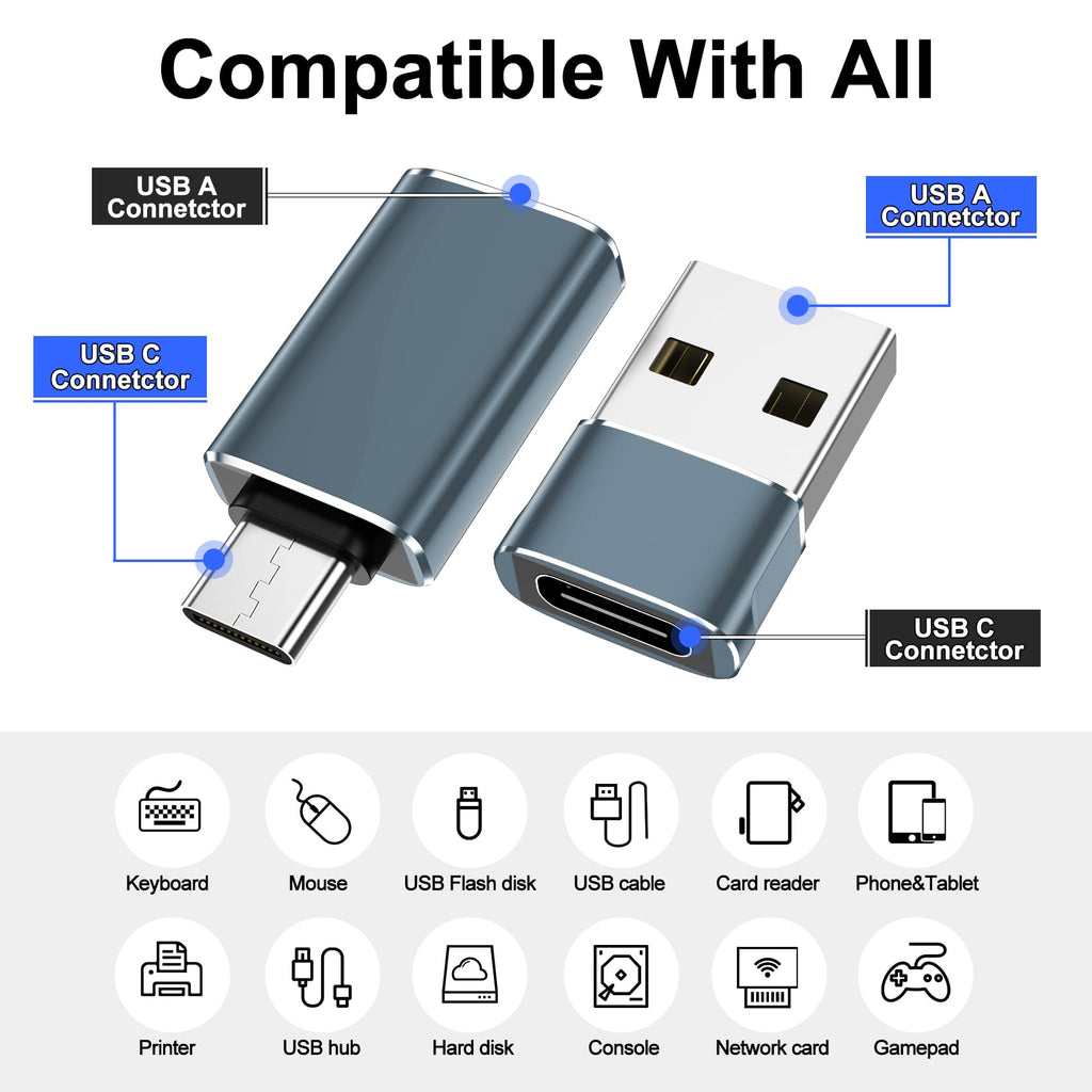 xiwxi [4 Pack【USB-C to USB-A】&【USB-A to USB-C】 OTG Cable,Type C Type A Male Female Adapter SuperSpeed Data Transfer & Fast Charging Compatible with iPhone/Samsung/iPad/iWatch/AirPods/PS/2 Cables