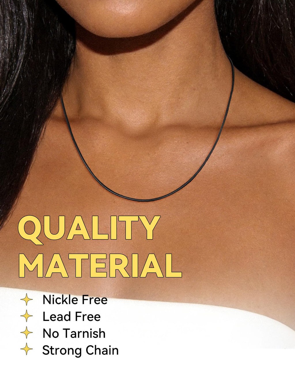 ChainsHouse 1.5mm Snake Chain Necklace for Women, Classic Delicate Birthday Party Jewelry Gift, Simple Thin Italian Necklace Choker Chains for Females, 16 Inches