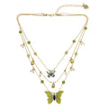 Betsey Johnson Womens Butterfly Layered Necklace