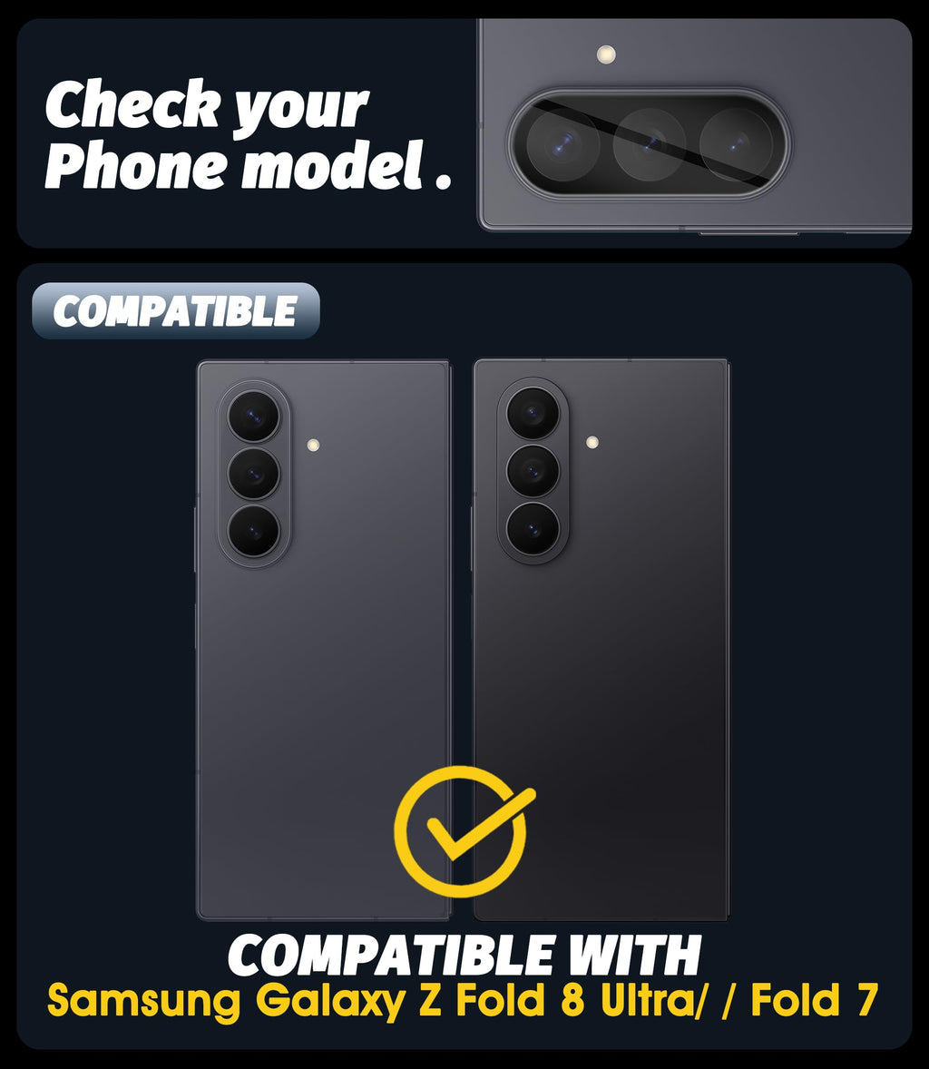 (3 Pack) Orzero Camera Lens Protector Compatible for Samsung Galaxy Z Fold 8 Ultra/Fold 7, Protector de Cámera Tempered Glass 9H Precise Camera Cutouts Anti-Scratch Does Not Affect Night Shots and Flash