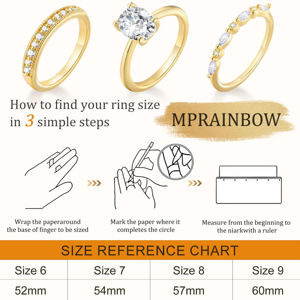 Stackable Gold Rings for Women - 14K Gold Plated Ring Set,Non Tarnish Stainless Steel Cubic Zirconia Friendship Band Wedding Party Trendy Jewelry Gift,Christmas Birthday Gifts for Her Size 9