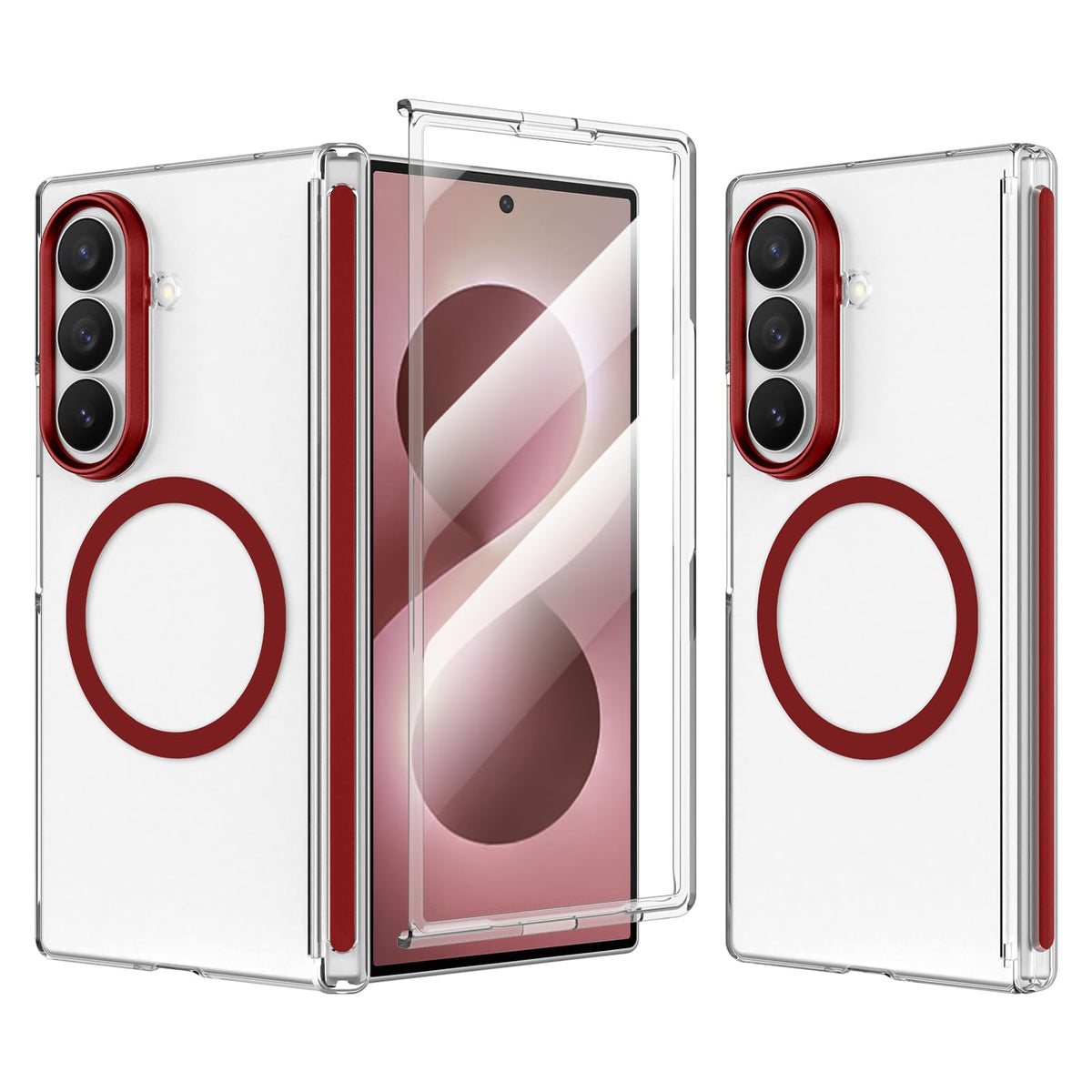 MOWIME Magnetic Designed for Samsung Galaxy Z Fold 8 Ultra Case, Red