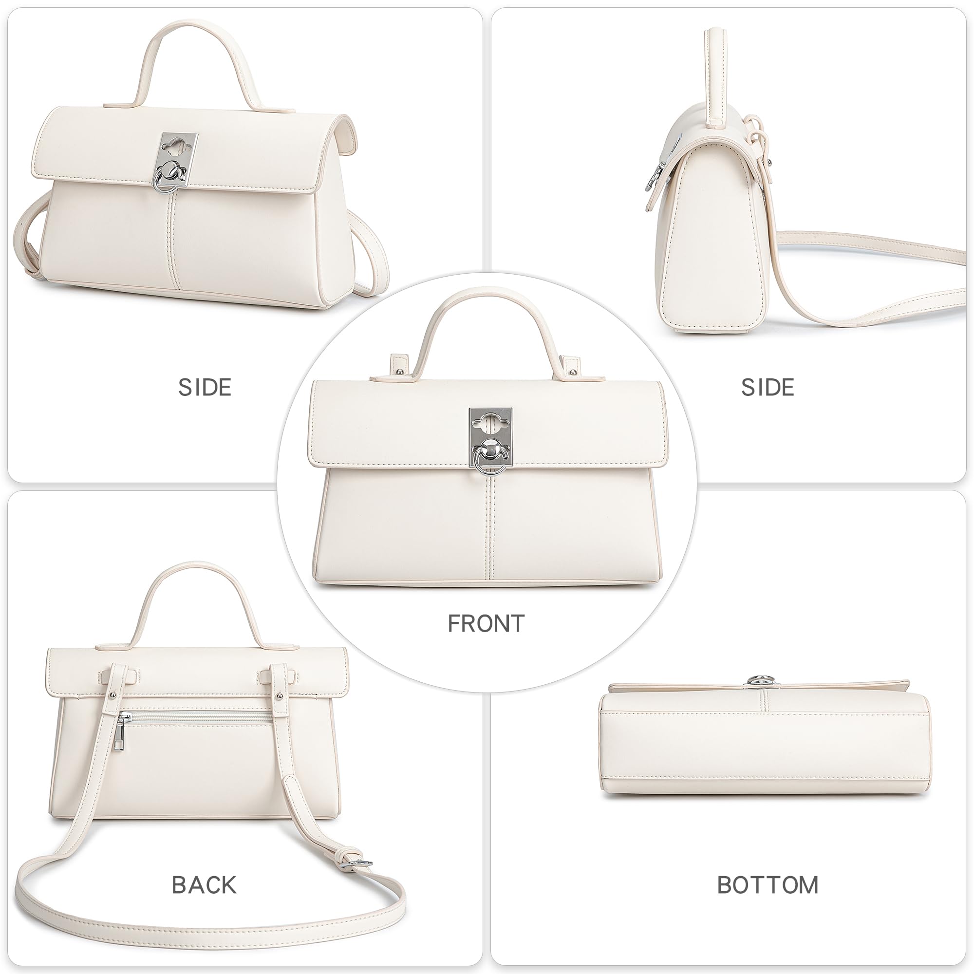 Women's Thea Top Handle Bag Purse Small Top Handle Purses For Women Vanity Purse (BEIGE)