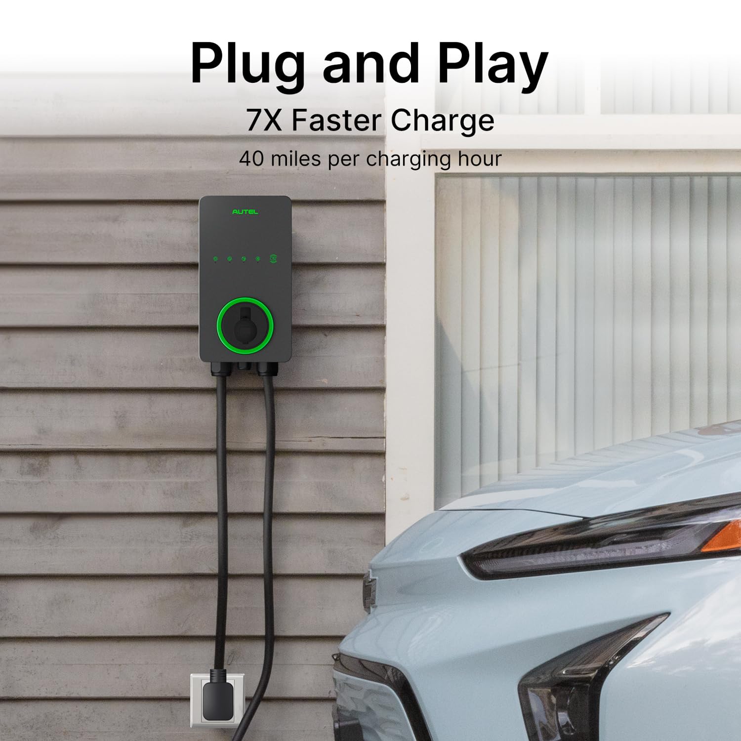Autel Level 2 EV Charger 40 Amp Home Smart AI Electric Vehicle (EV) Charger, Wi-Fi and Bluetooth Enabled EVSE, with in-Body Holster and 25-Foot Cable NEMA 14-50 Plug(Dark Gray)
