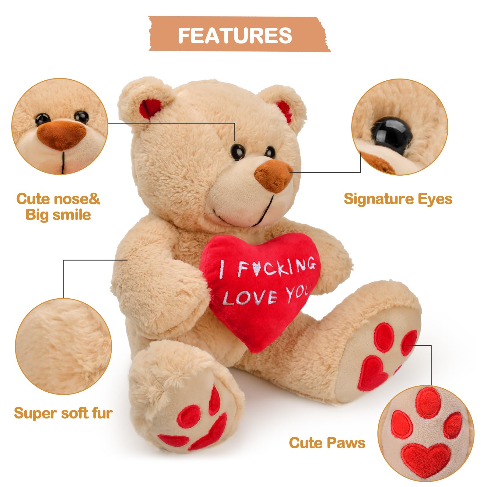 Valentines Day Gifts for Her Women Girlfriend Wife Fiancée - 10 inch Plush Stuffed Animal Teddy Bear Gift for Mom Best Friends Teenage Girls,Presents Ideas for Valentine's,Birthday,Xmas,Dating