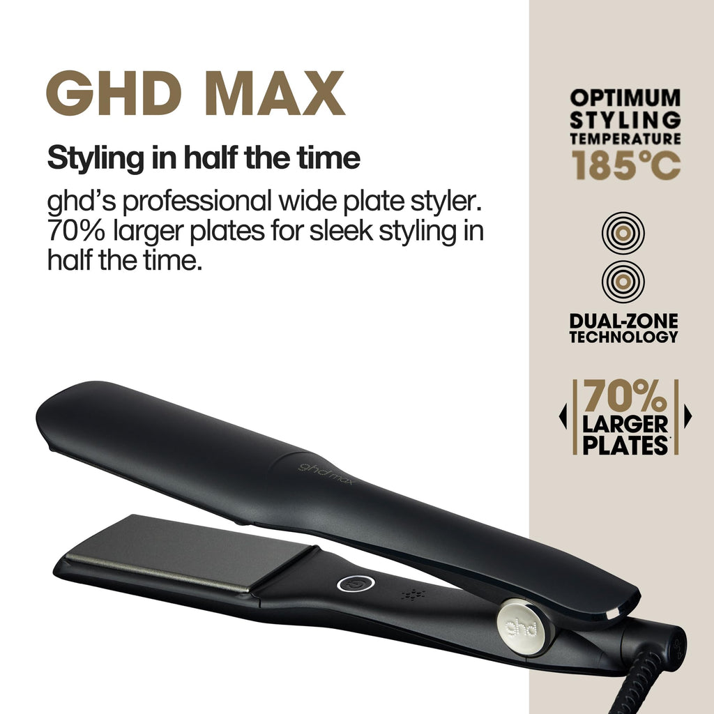 ghd Max Styler Flat Iron Hair Straightener, Black