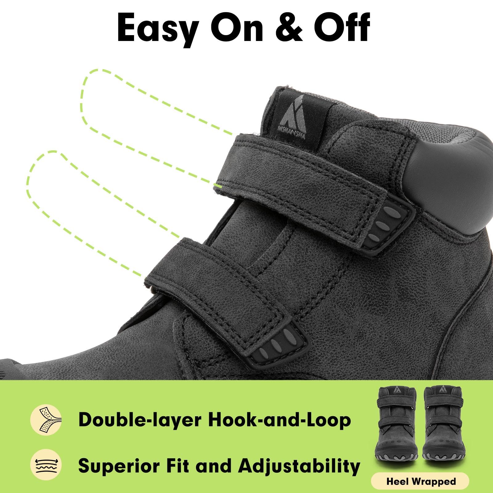 Mishansha Unisex-Child Outdoor Ankle Hiking Boots Boys Girls Trekking Walking Shoes with Hook and Loop C-black 10 Toddler