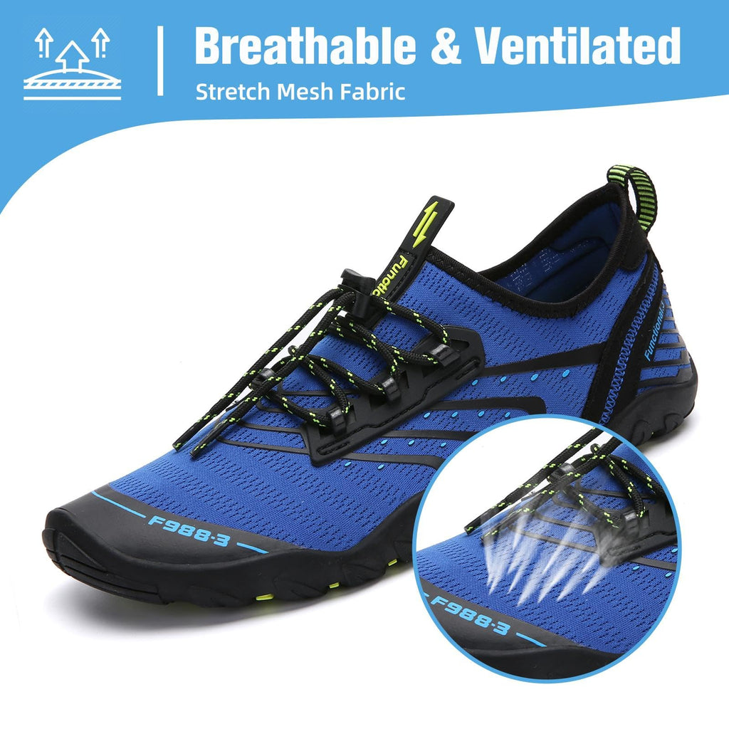 Mishansha Water Shoes for Women Men, Quick-Dry Barefoot Swim Shoes with Drainage Holes, Lightweight Aqua Shoe for Beach Pool River Boating Yoga Walking 8.5 Women/7 Men Persian Blue