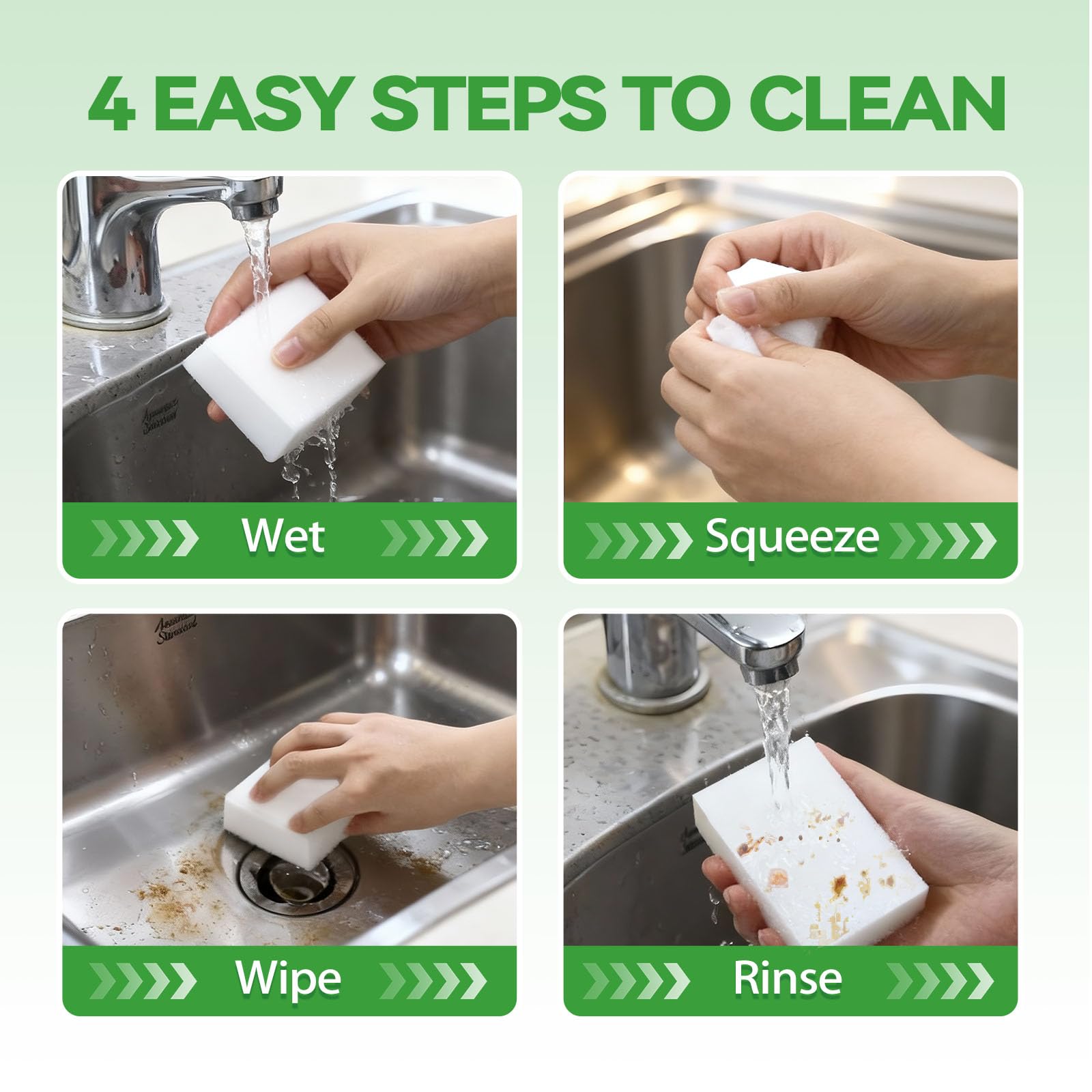 YDN Clean Magic Sponge Erasers, Water-Activated Cleaning Sponge, Multi-Purpose Melamine Foam Cleaner for Kitchen, Bathroom, Walls, Shoes & Car Interior – Durable, Non-Scratch & Reusable (100)
