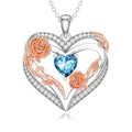 OKROKTOT Blue Topaz Necklace for Women Heart December Birthstone Pendant Rose Heart Jewelry Birthday Anniversary Christmas Mother's Day Jewelry Gift for Mom Wife Sister Daughter Girlfriend