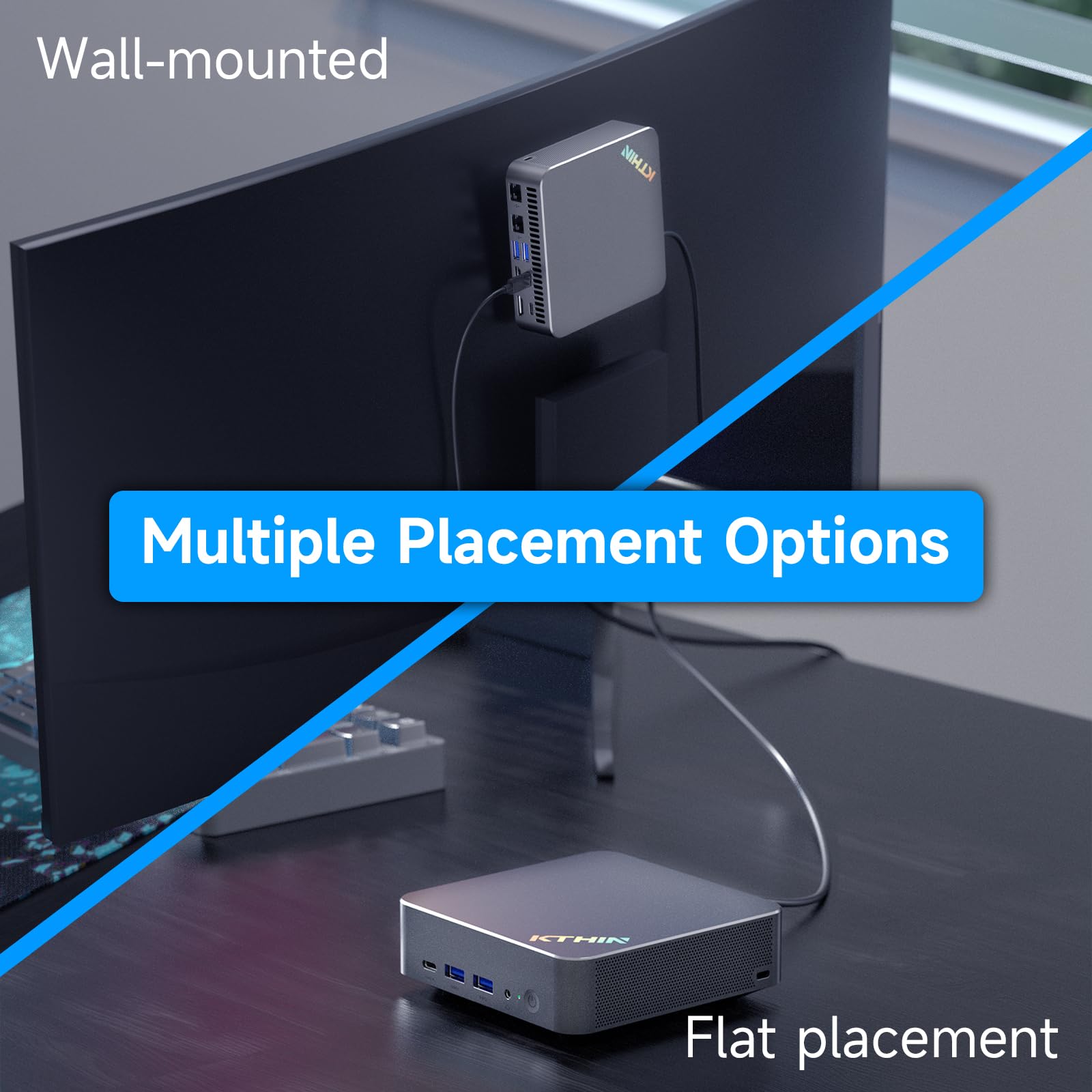 KTHIN Mini PC 13th Gen i5-1340P (up to 4.6GHz), 16GB DDR5 RAM 1TB PCIe4.0 SSD Mini Gaming PC, Dual LAN/Triple Display/USB4.0/WiFi 6/BT5.2/VESA Mount, Mini Desktop Computer for Office Home Business