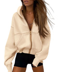 PRETTYGARDEN Hoodies for Women Sweatshirt Zip Up Hoodie Fall Fashion 2026 Trendy Long Sleeve Jackets Winter Clothing Outfits (Apricot,Medium)