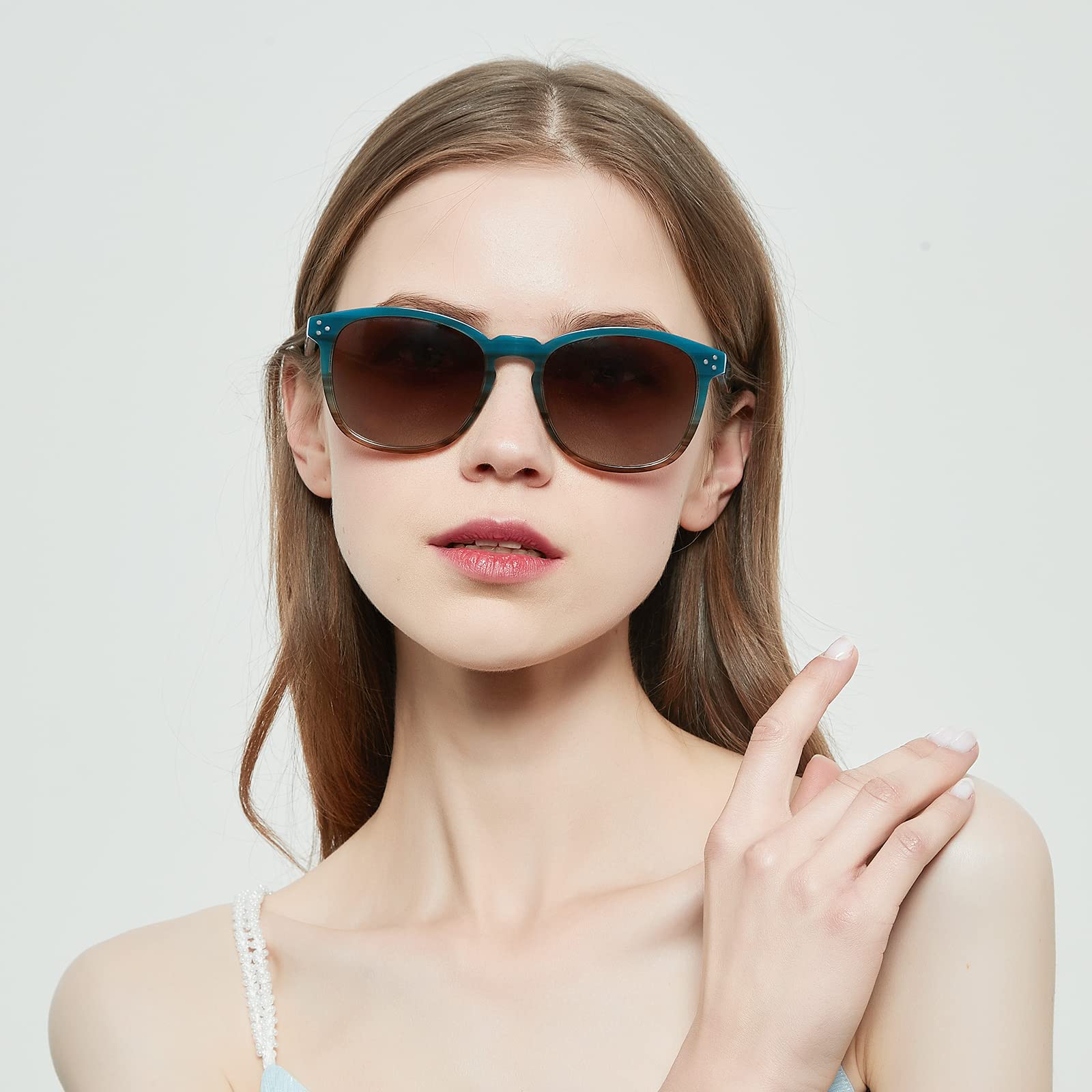 Bircenpro Polarized Sunglasses For Women UV - Protection Womens Trendy Fashion Large Shades With Acetate Frame BC2110