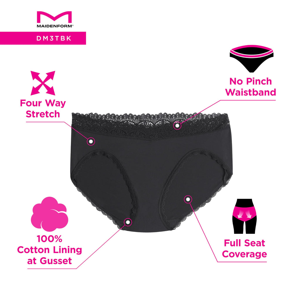 Maidenform Women's Microfiber Bikini Underwear, Mid-Rise Bikini Panties, 3-Pack