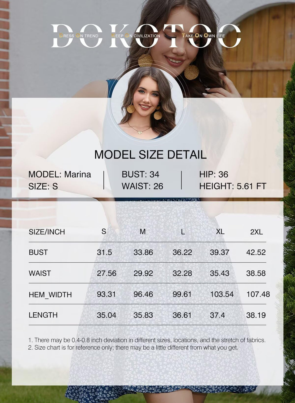 Dokotoo Holiday Dresses for Women Summer Sleeveless Scoop Neck Sundress Casual Floral Elastic Waist Mini Dress Khaki X-Large