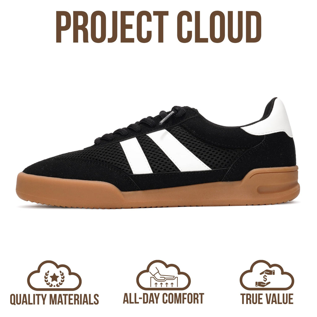 Project Cloud 100% Genuine Leather Casual Sneakers for Women - Memory Foam Insoles - Womens Shoes & Lightweight Women's Fashion Sneakers - Slip On Shoes for Women Footwear (Verdy, BLK, 5.5)