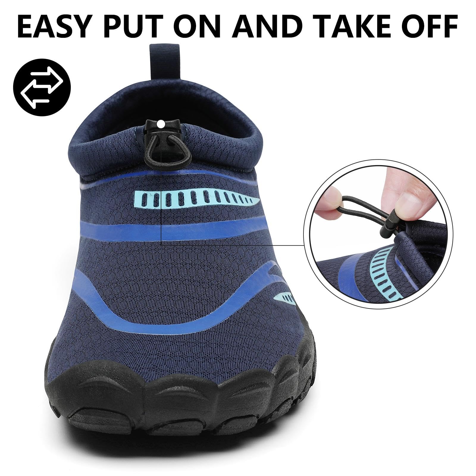 Mishansha Water Shoes Men Quick Dry Swim Shoes for Men Lightweight Non-Slip Aqua Beach Blue Black-E0153 12.5 Women/10.5 Men
