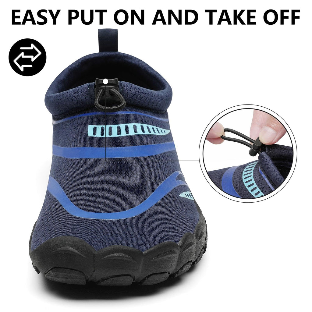 Mishansha Barefoot Shoes for Men Lightweight Water Shoes Men Quick Dry Swim Aqua Five Toe Beach Shoes Blue Black-E0153 13.5 Women/11.5 Men