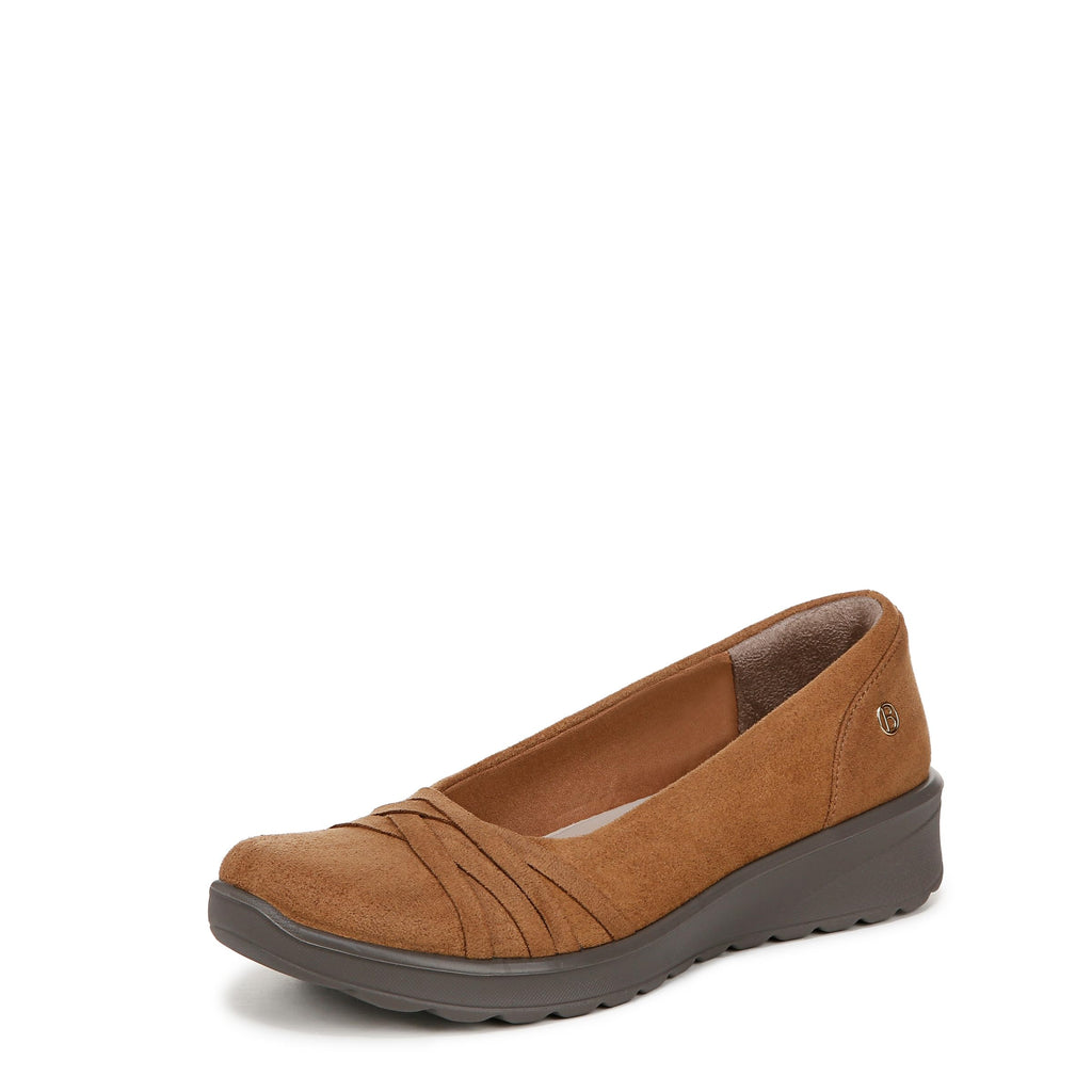 LifeStride Women's Goody Slip-On Loafer Whiskey Tan Leather Fabric 8 W