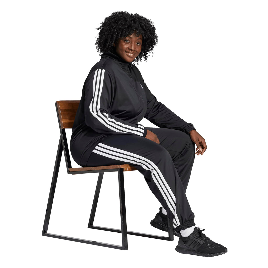 Adidas Womens Tricot 3-Stripes Track Pants, Black/White, Large