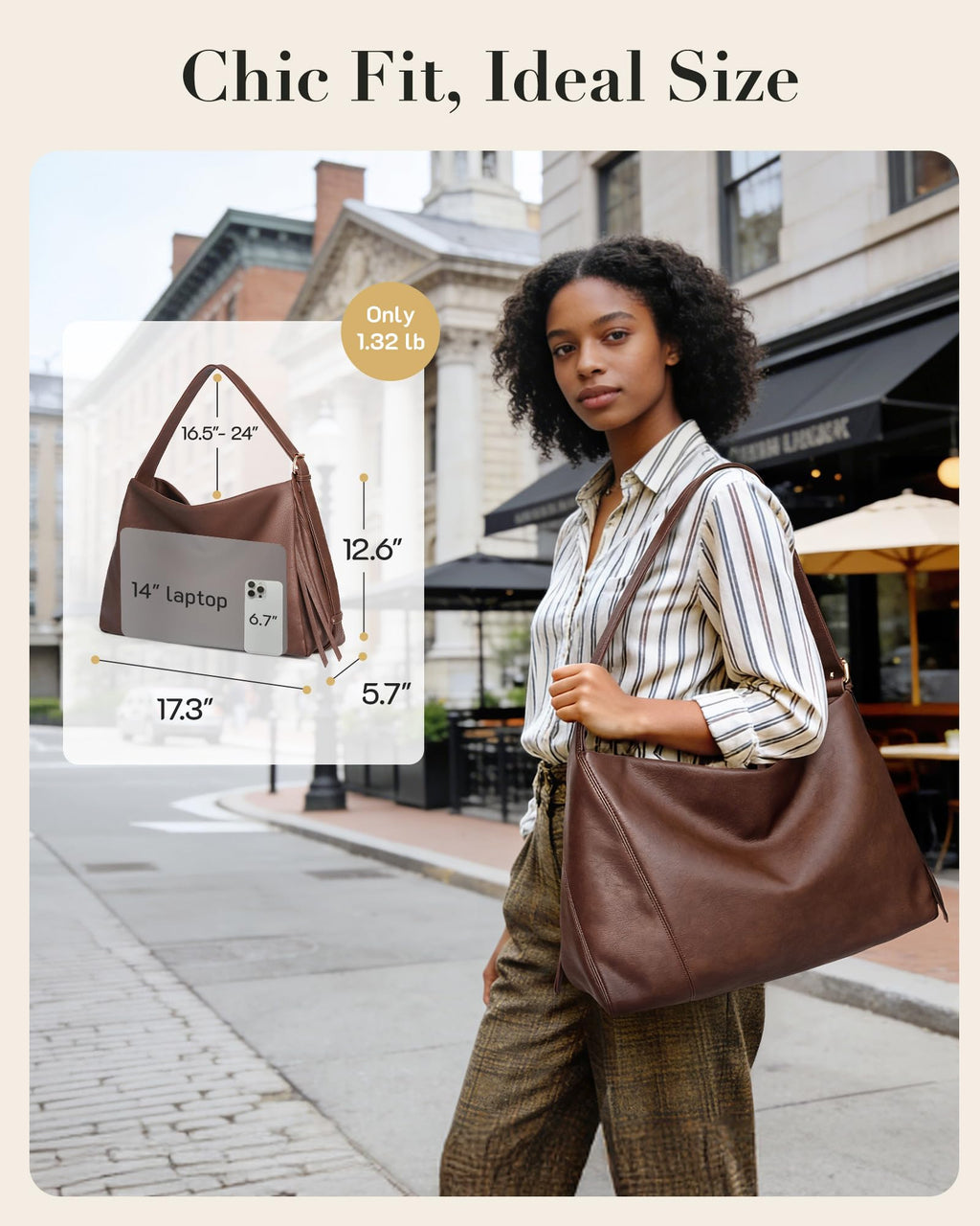 Missnine Hobo Bag for Women Designer Purse Shoulder Handbags Vegan Leather Tote Bag Large Crossbody Bags with Multi-Pockets,Coffee